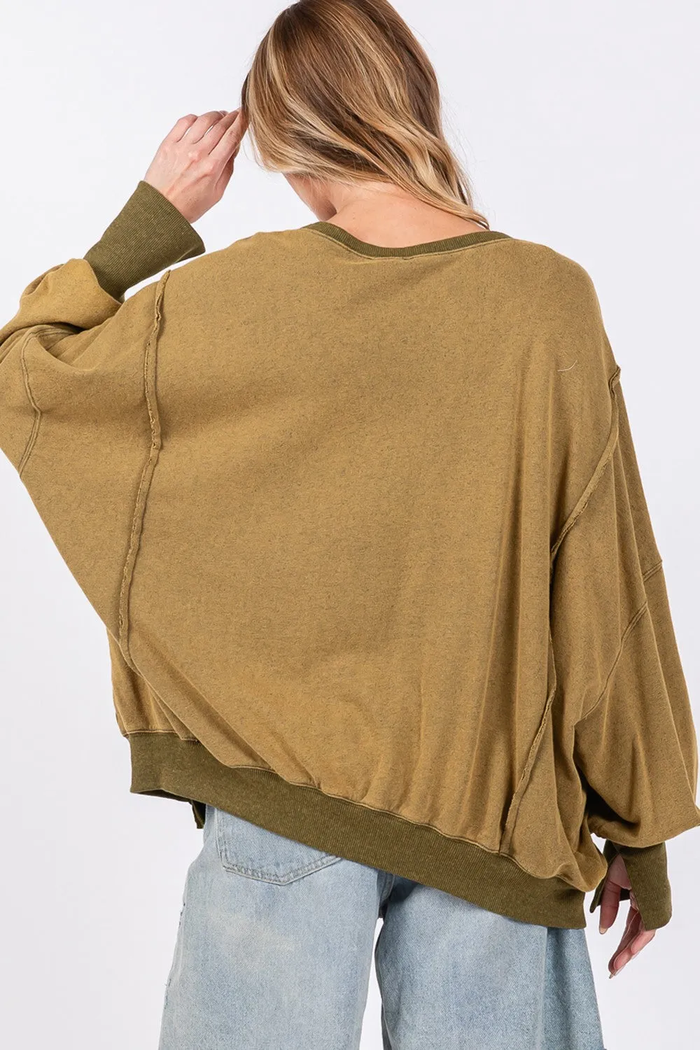 Mineral Wash Side Slit Oversized Sweatshirt