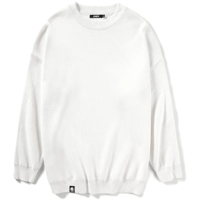 Minimalist Plain Crew Neck Knitted Sweater