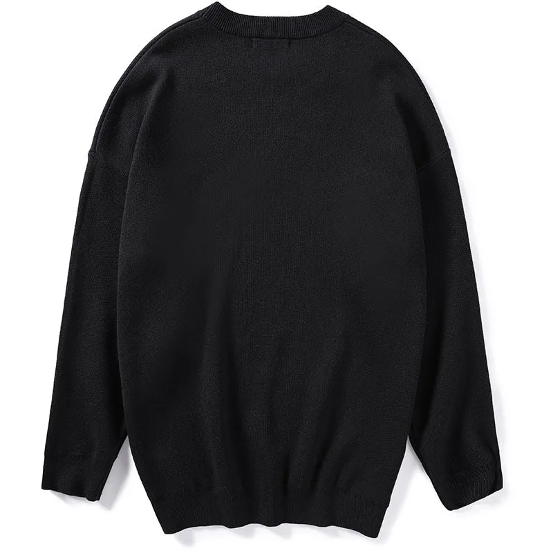 Minimalist Plain Crew Neck Knitted Sweater