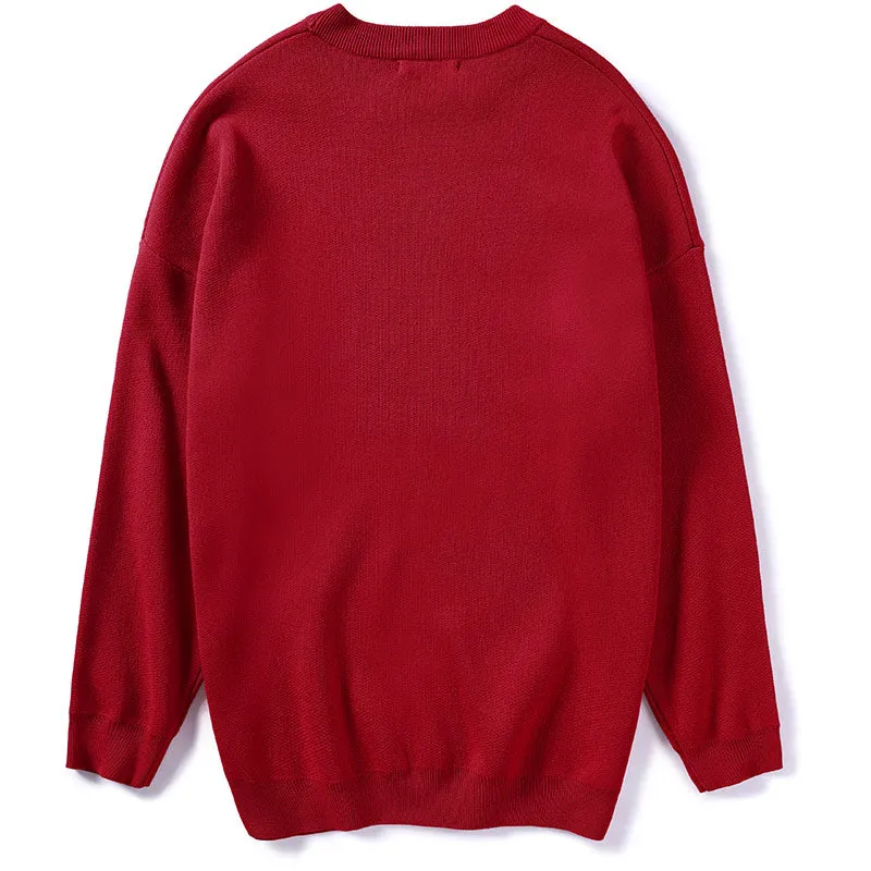 Minimalist Plain Crew Neck Knitted Sweater