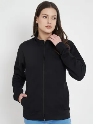 Mock Collar Black Bomber Jacket