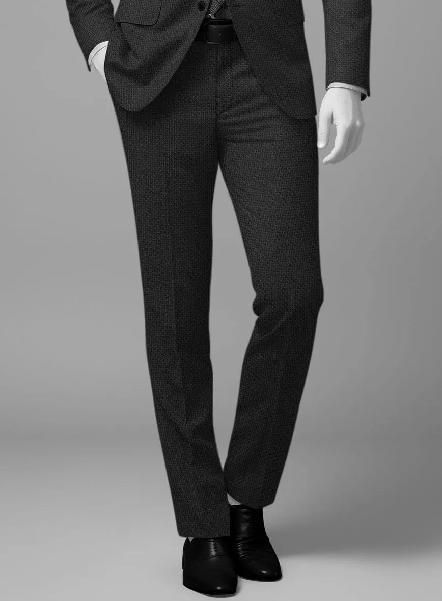 Napolean Basket Weave Black Wool Pants