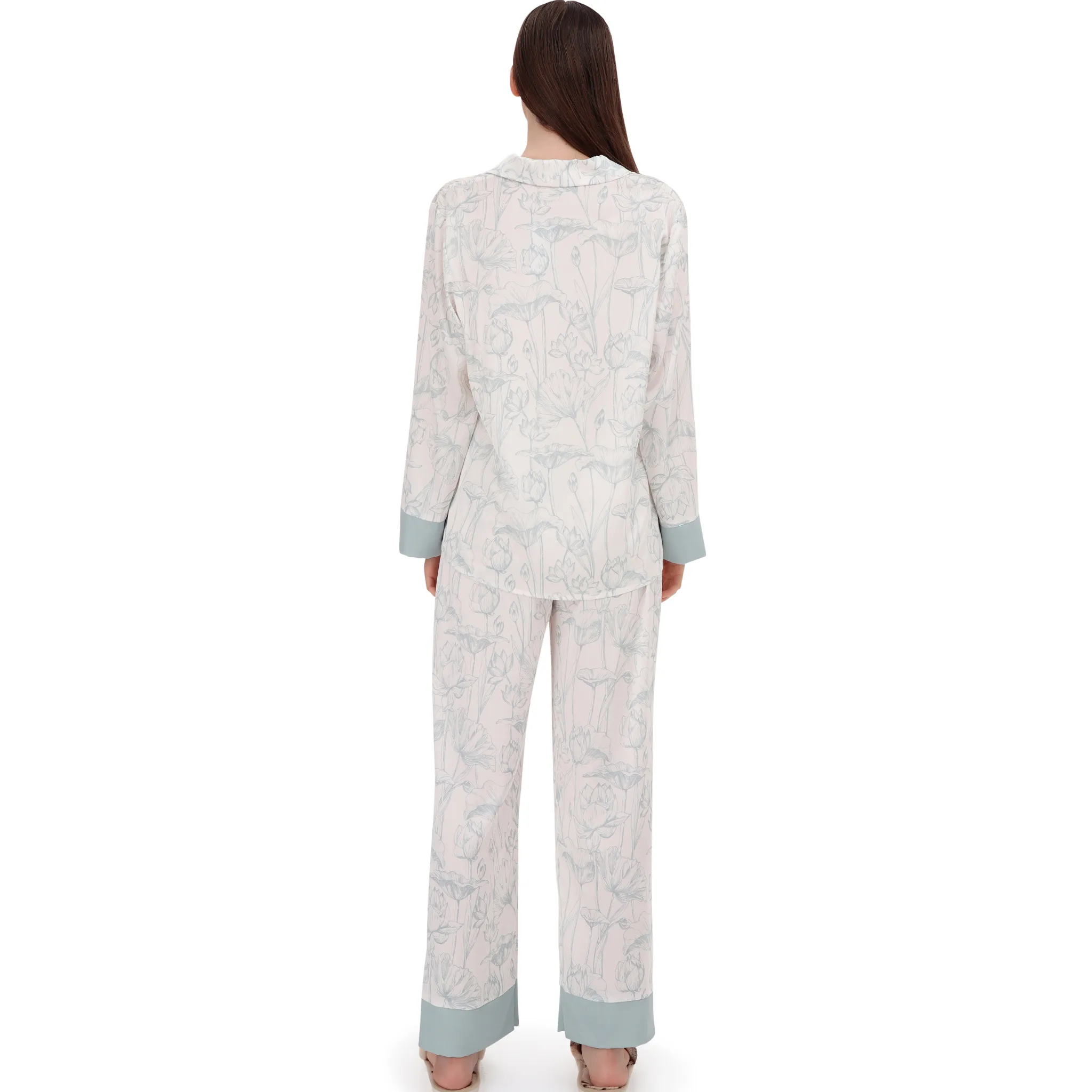 Pajamas Set Long sleeve and Pants Sleepwear Soft and Comfy Button Down Loungewear Relaxed Fit Pure Flowers