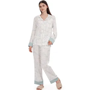 Pajamas Set Long sleeve and Pants Sleepwear Soft and Comfy Button Down Loungewear Relaxed Fit Pure Flowers