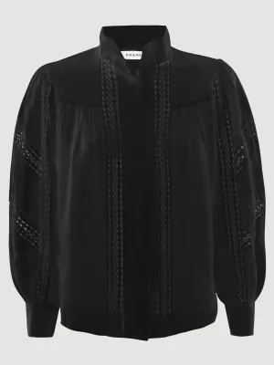 Panel Lace Button Up -- Noir