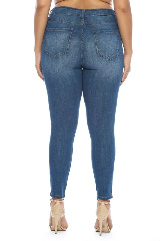 Plus size medium wash Cello skinny jeans in sizes 14-22