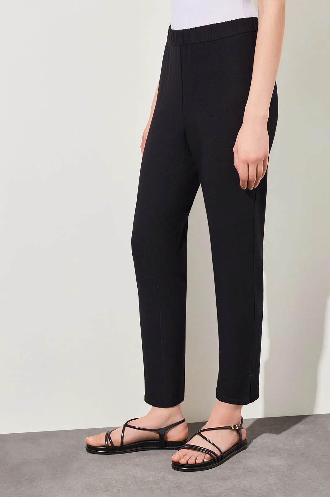 Plus Size Stretch Studio Crepe Straight-Leg Ankle Pants