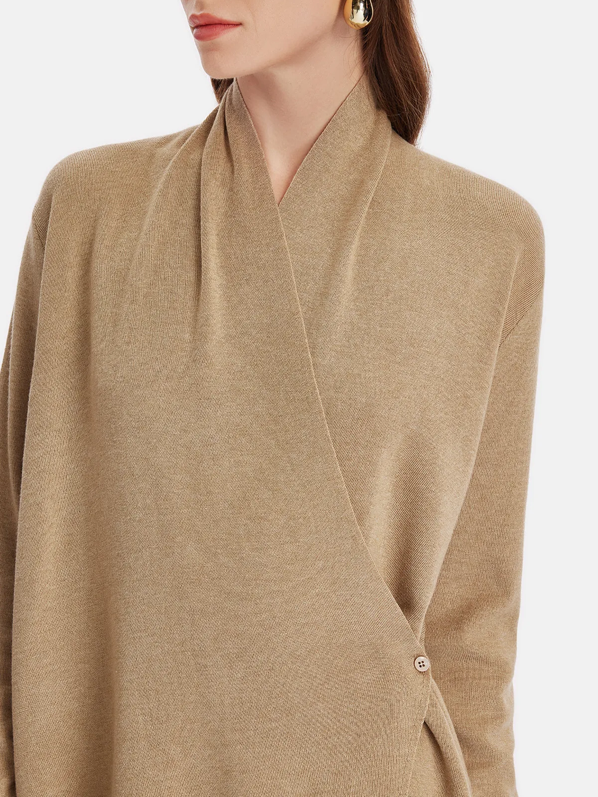 Premium Cashmere Cross-Neck Wrap Top