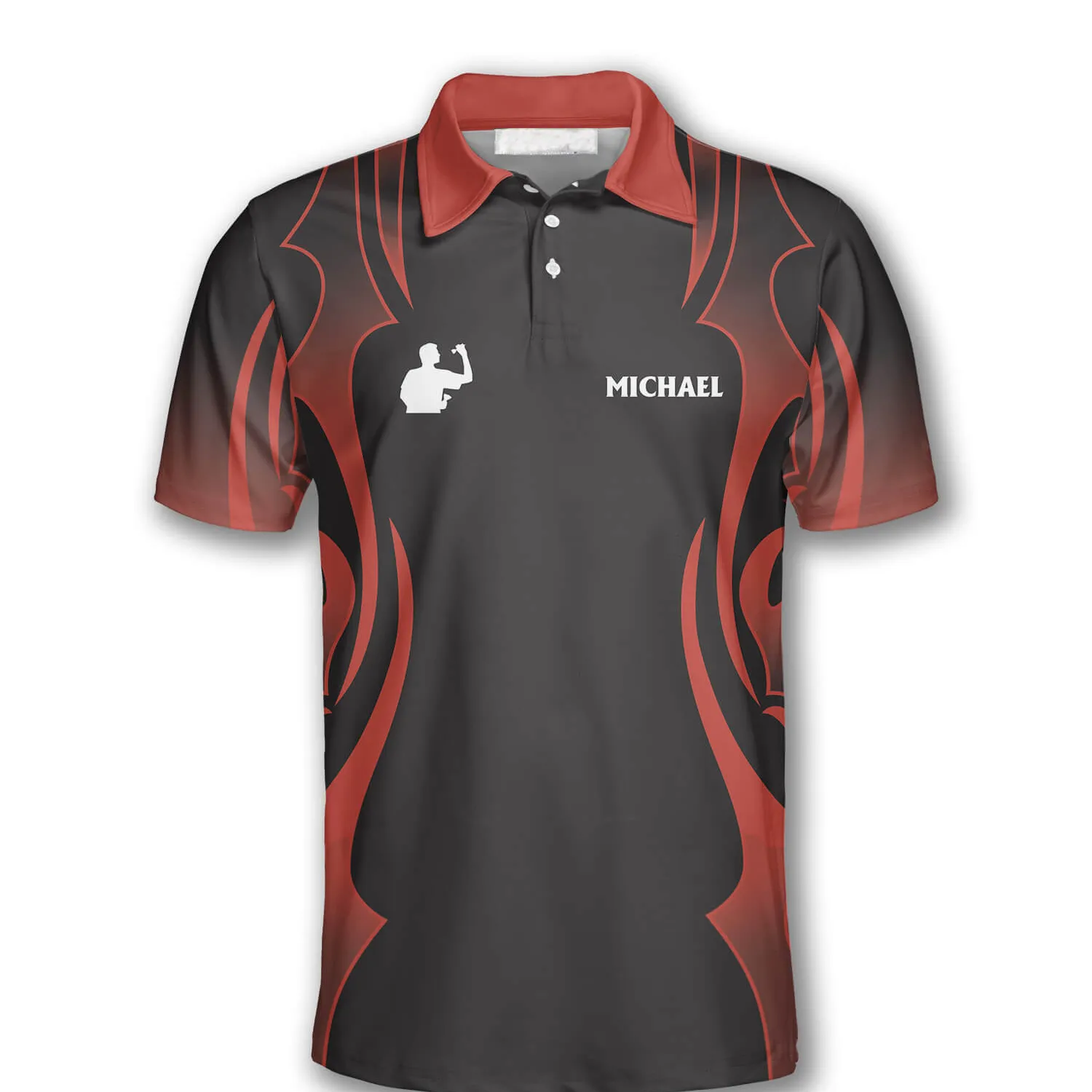 Red Tattoo Pattern Custom Darts Shirts for Men, Custom Dart Team Uniform