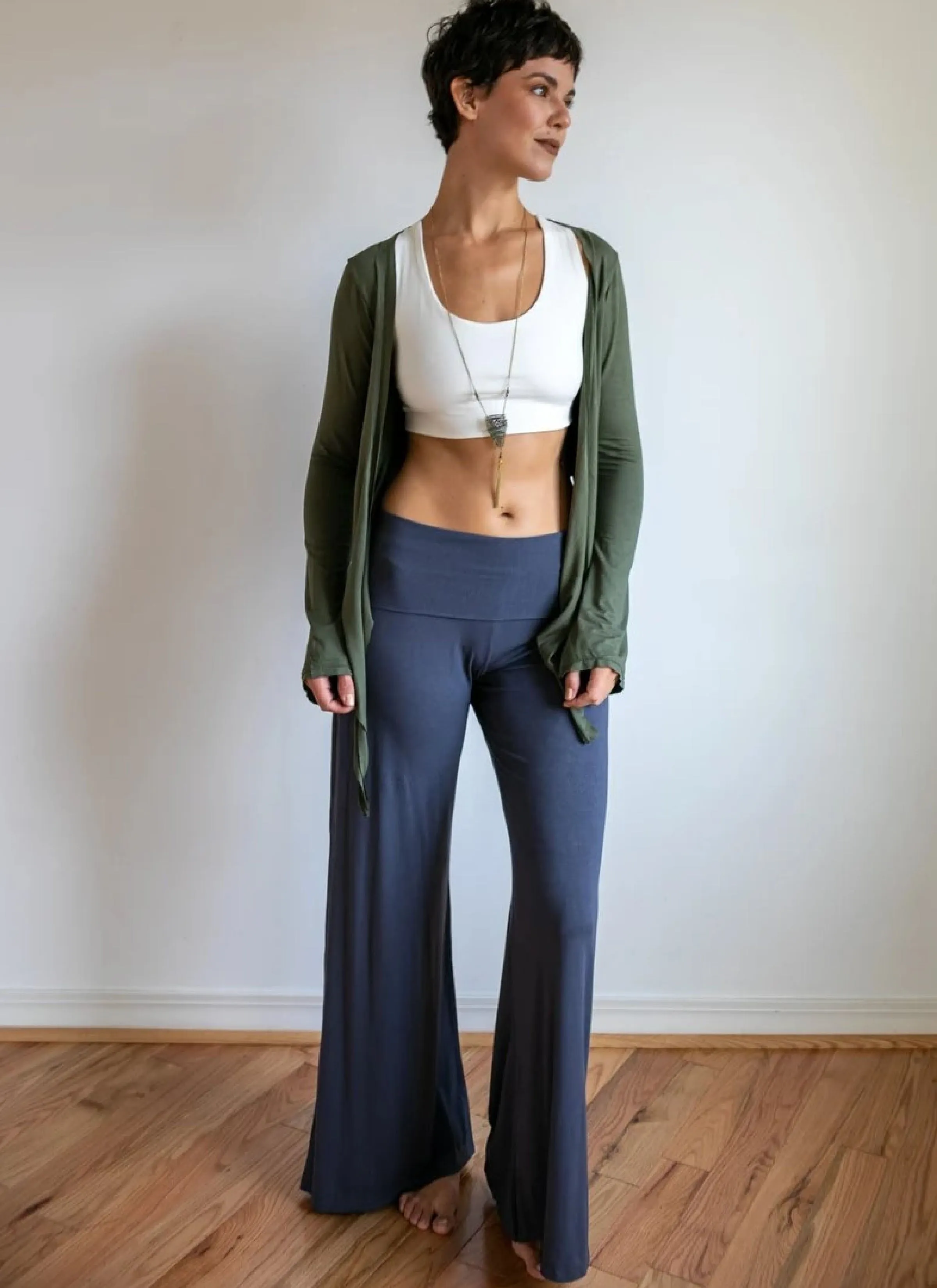 Sage Straight Leg Palazzo Yoga Pants in Gray