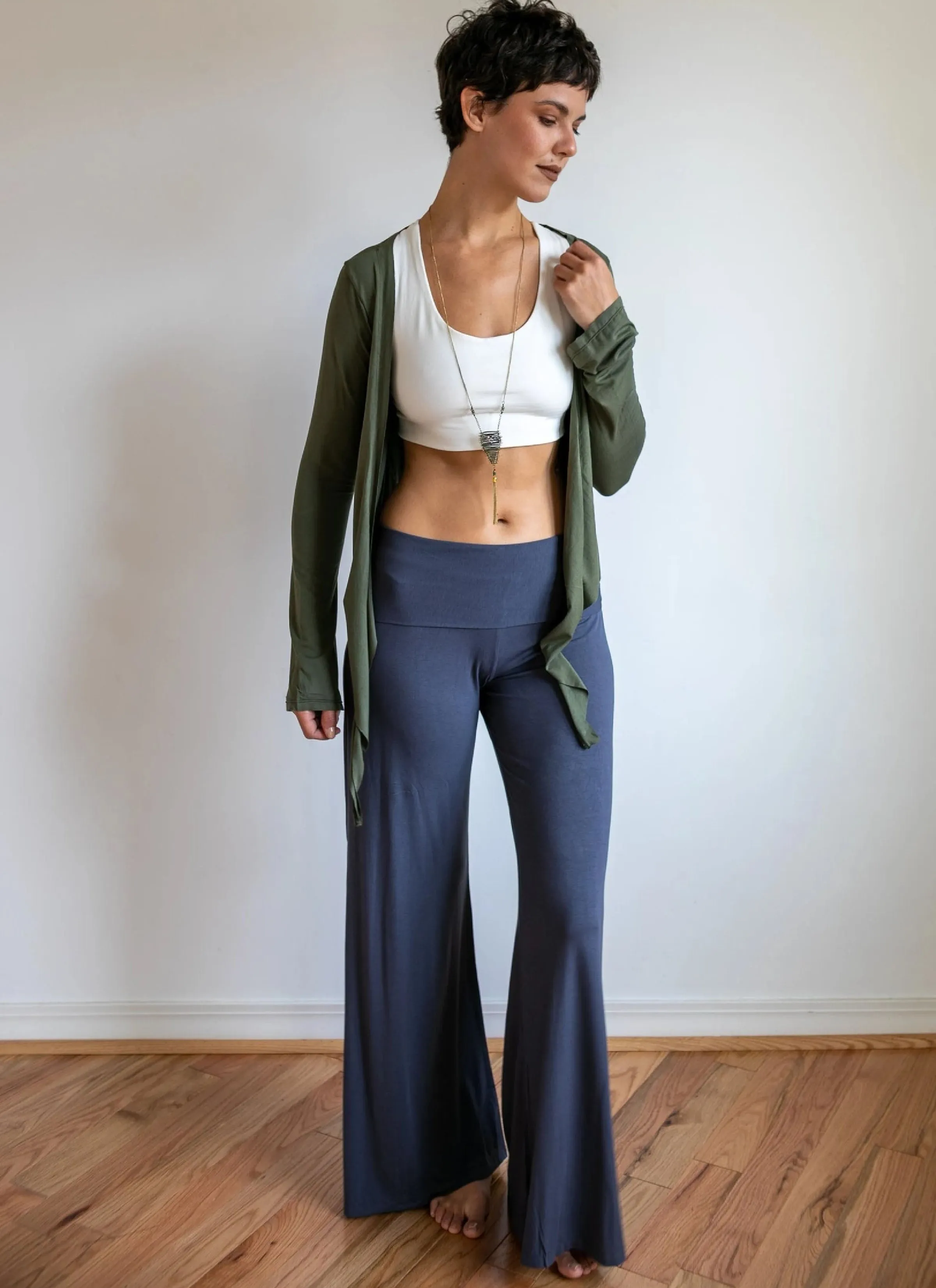 Sage Straight Leg Palazzo Yoga Pants in Gray