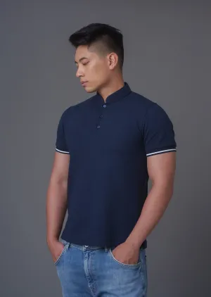 Short Sleeves Tang Polo Shirt (Dark Blue)