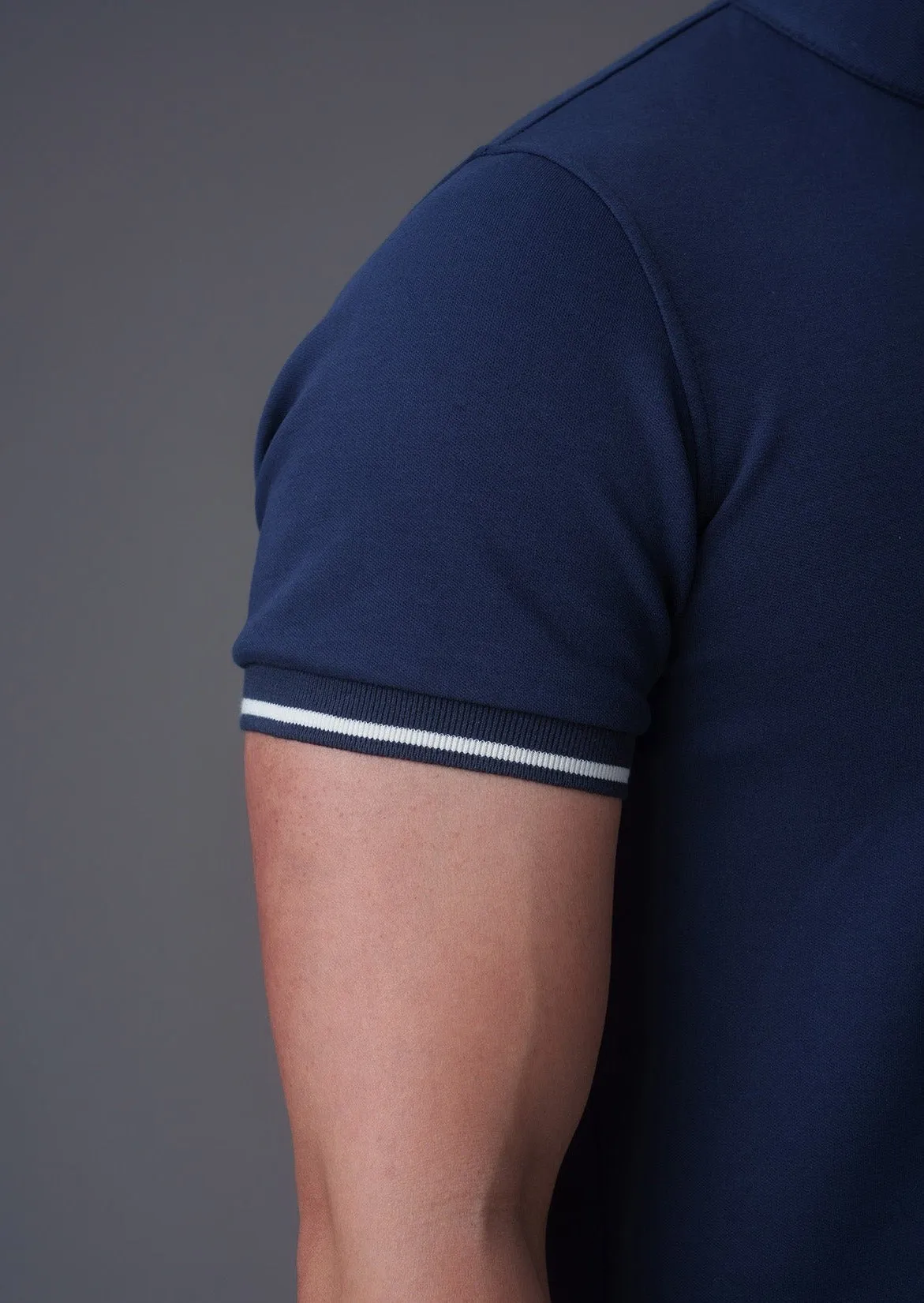 Short Sleeves Tang Polo Shirt (Dark Blue)