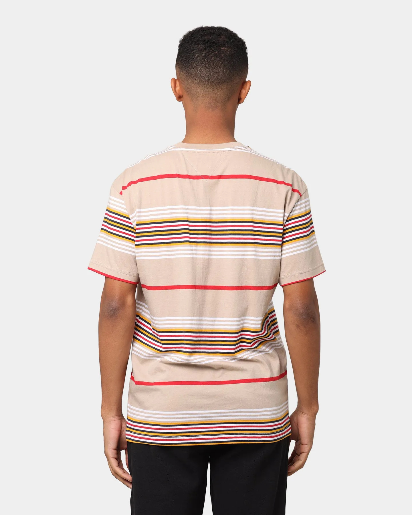 Tommy Jeans Centre Badge Stripe T-Shirt Soft Beige/Multi