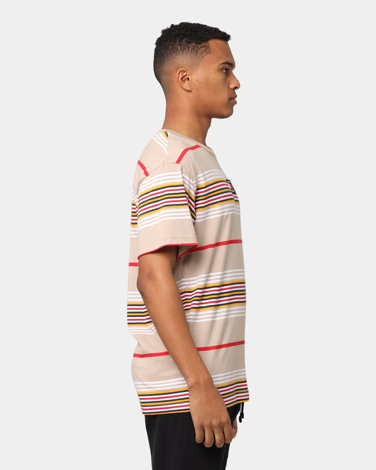 Tommy Jeans Centre Badge Stripe T-Shirt Soft Beige/Multi