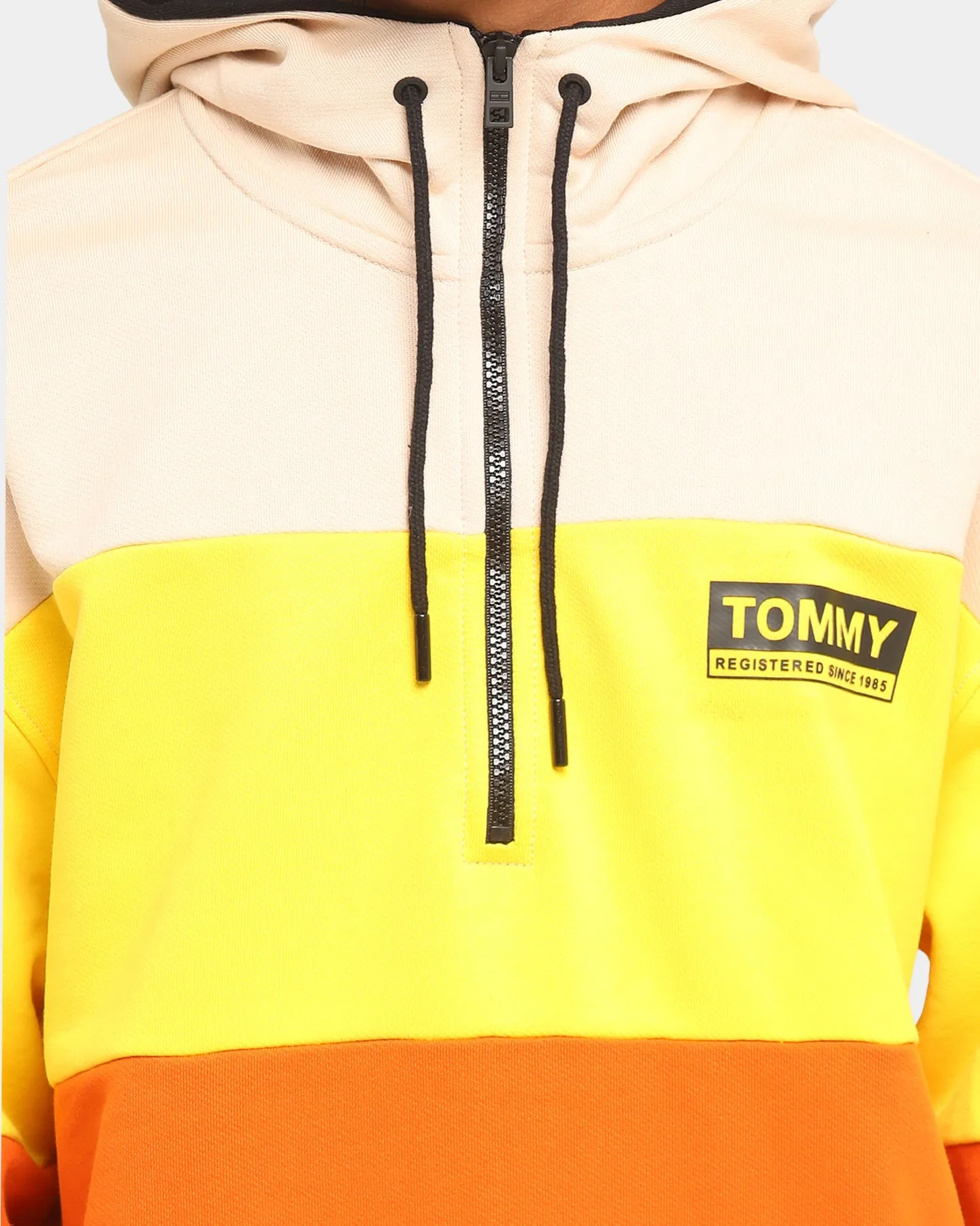 Tommy Jeans Half Zip Colourblock Hoodie Wine Red/Multi