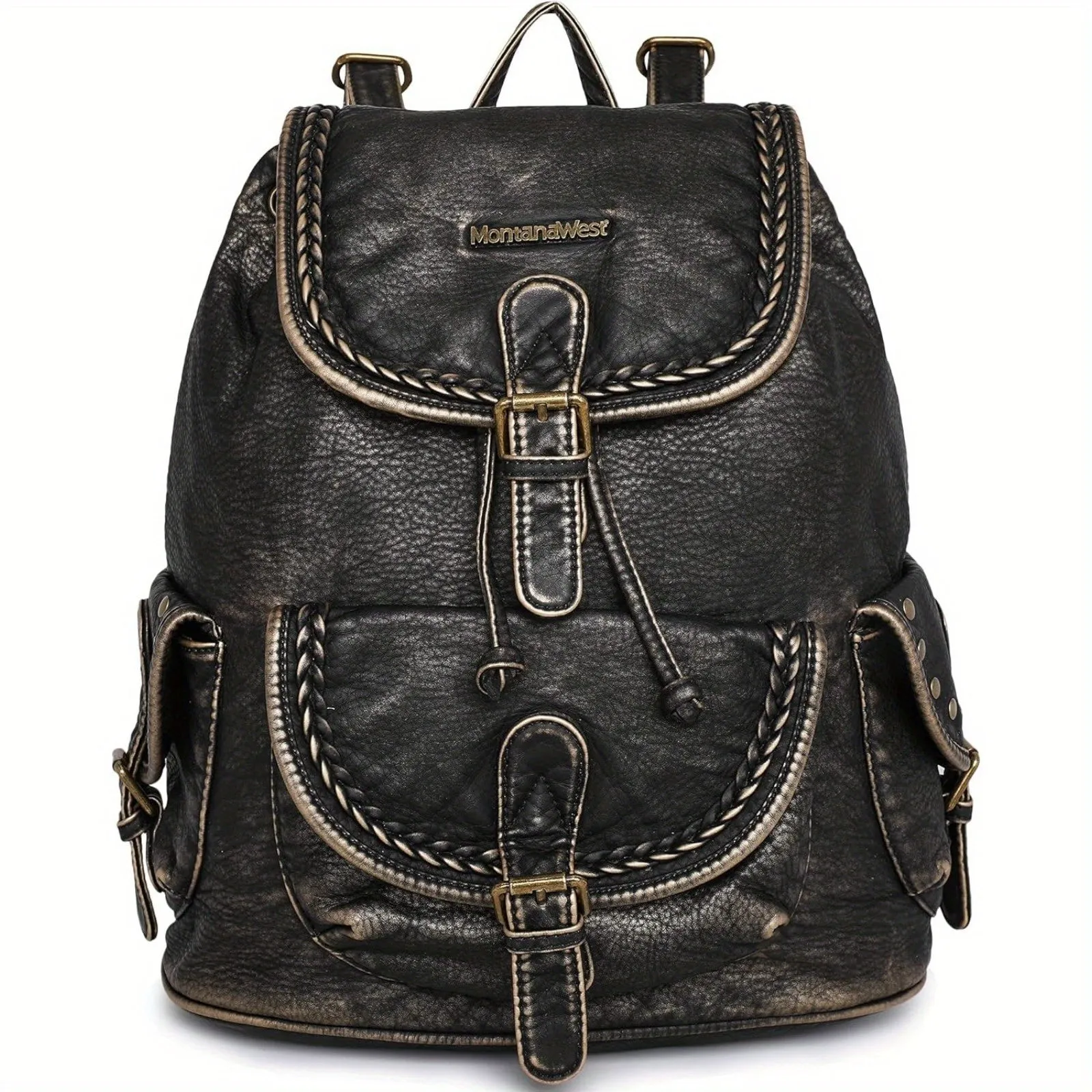 Trendy Women's Washed Leather Satchel Backpack Purse - Casual Drawstring Daypack for Travel