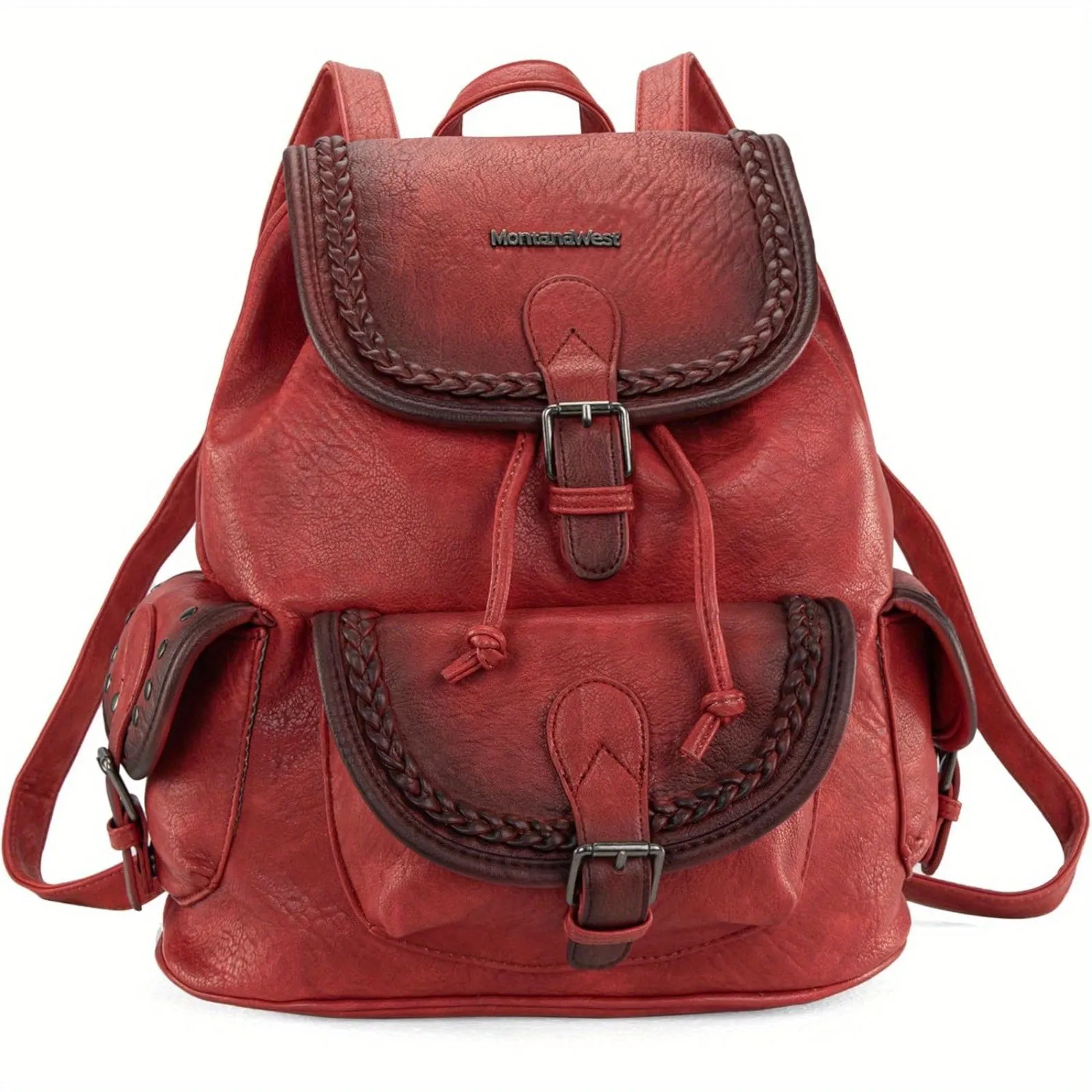 Trendy Women's Washed Leather Satchel Backpack Purse - Casual Drawstring Daypack for Travel