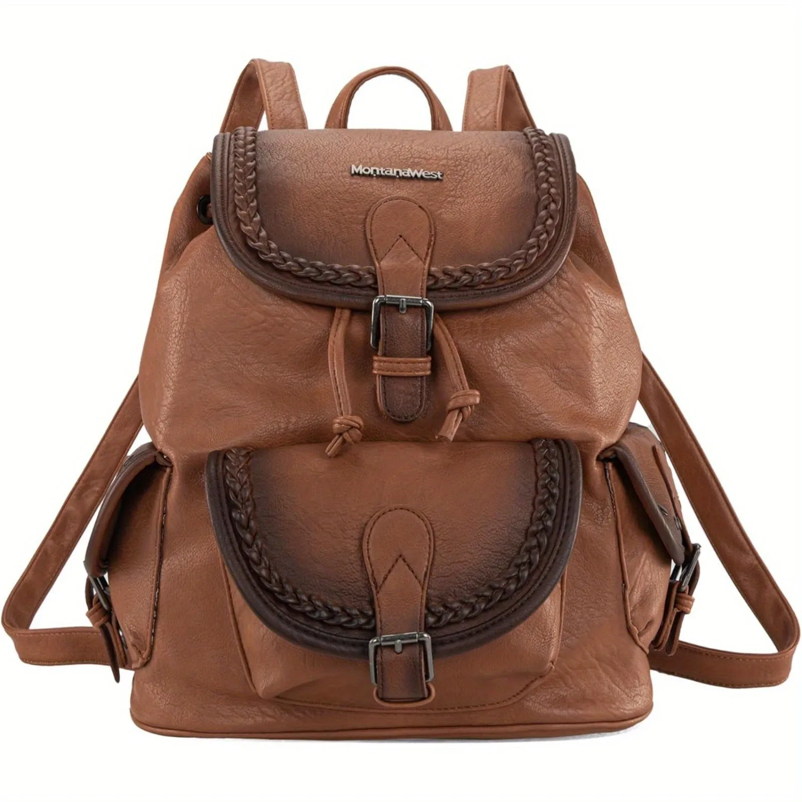 Trendy Women's Washed Leather Satchel Backpack Purse - Casual Drawstring Daypack for Travel