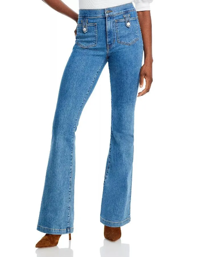 Veronica Beard Beverly High Rise Skinny Flare Tab Pocket Jeans