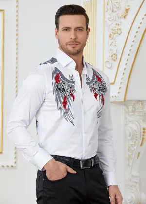 White Cougar Rhinestone & Embroidered Shirt